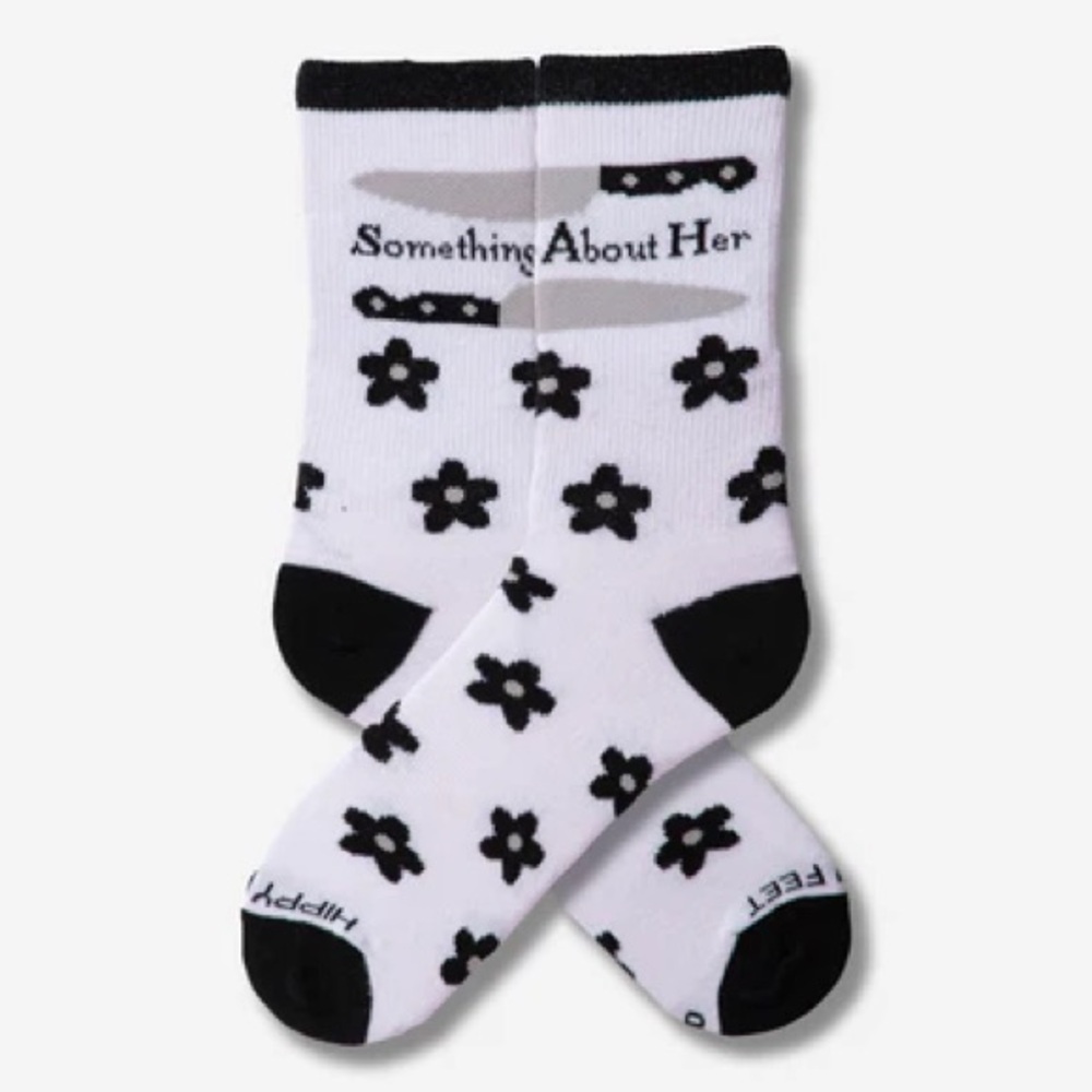 Something About Her Black and White Floral Socks